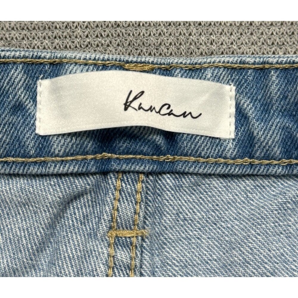 KanCan Denim Distressed Shorts Womens Size S Blue Light Wash Button Fly Mid Rise - Picture 3 of 11